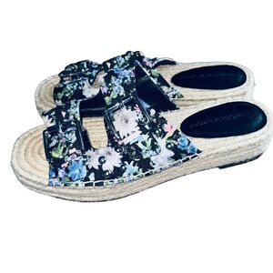 Rebecca Minkoff Jodi Platform Espadrille Floral Sandals Black Size 7